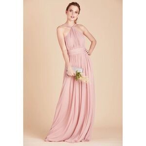 BIRDY Grey Kiko Bridesmaid Dress Maxi Gown W/ Pockets in Rose Quartz Medium NWT